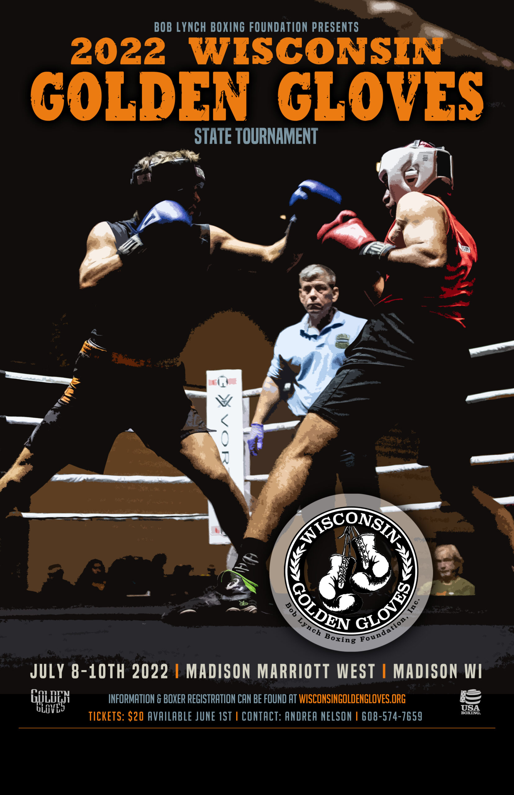 2022 Wisconsin Golden Gloves State Tournament Poster
