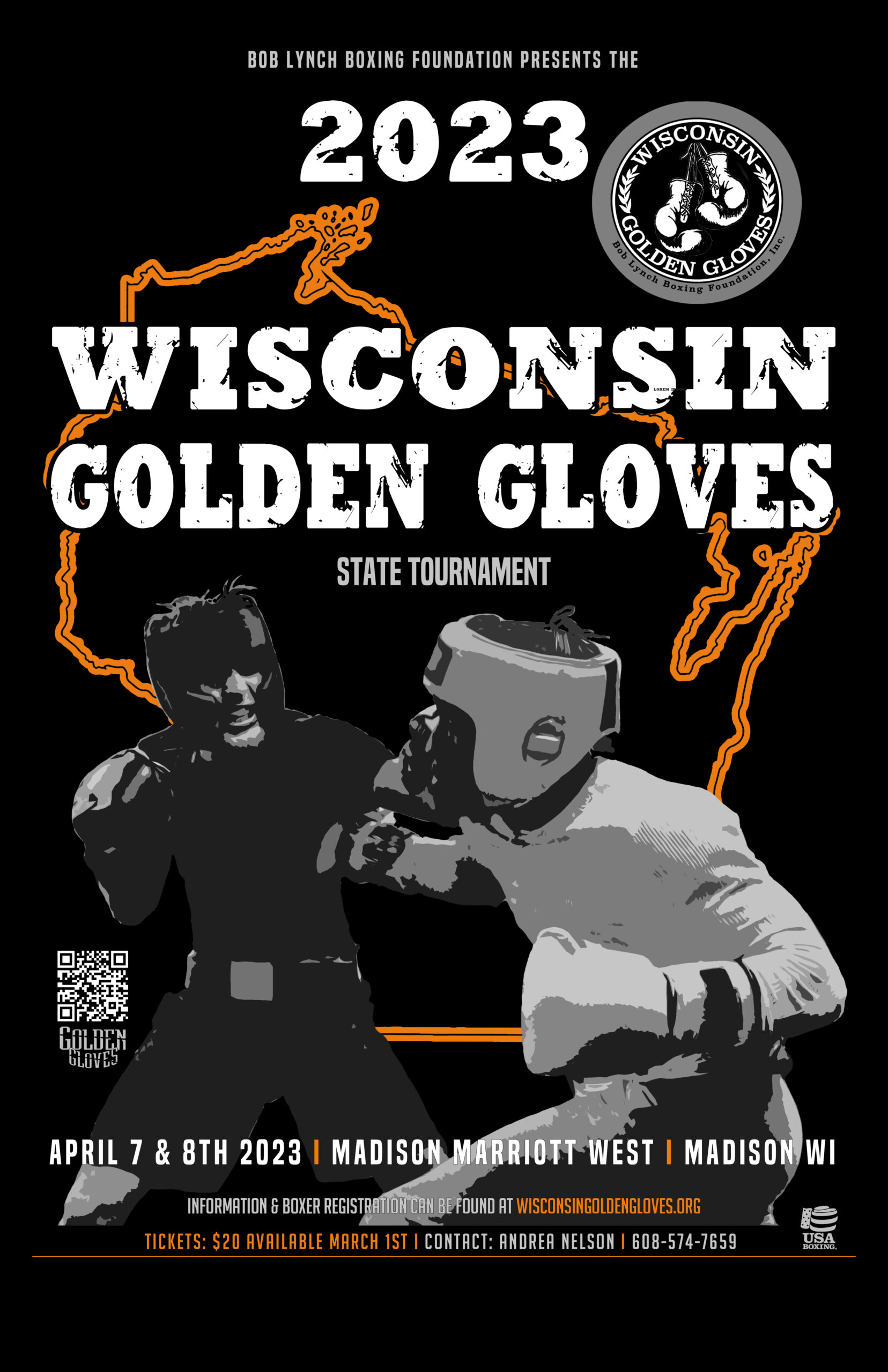2023 Wisconsin Golden Gloves State Tournament Poster